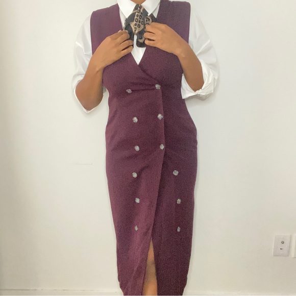 Vintage Dynamite Eggplant Midi Dress - Size S /M - Picture 1 of 11
